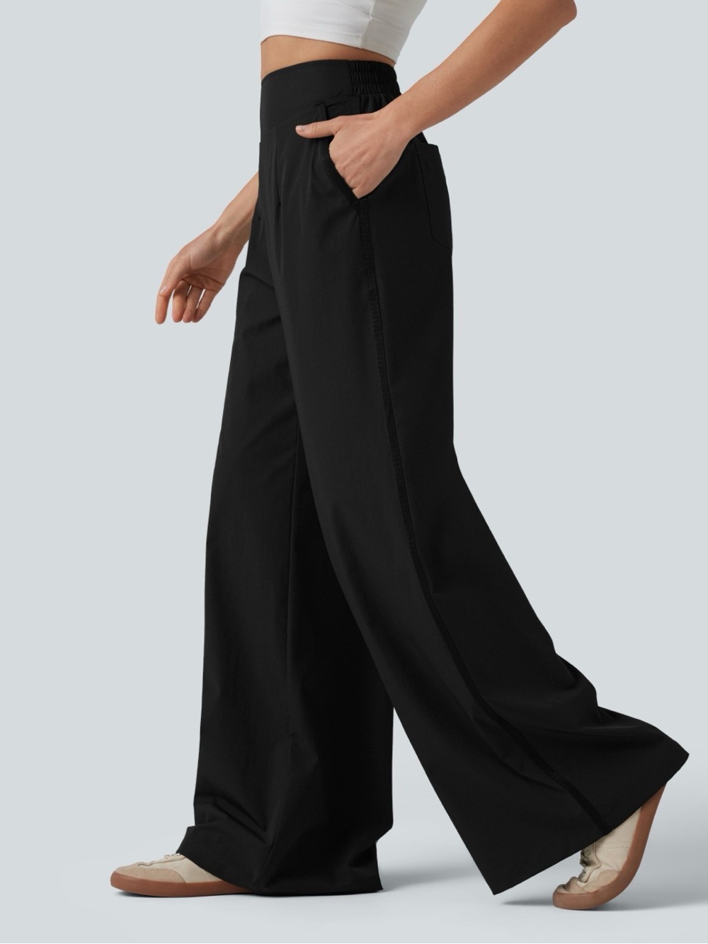 HALARA Black Wide-Leg High-Waist Pull-On Pants
